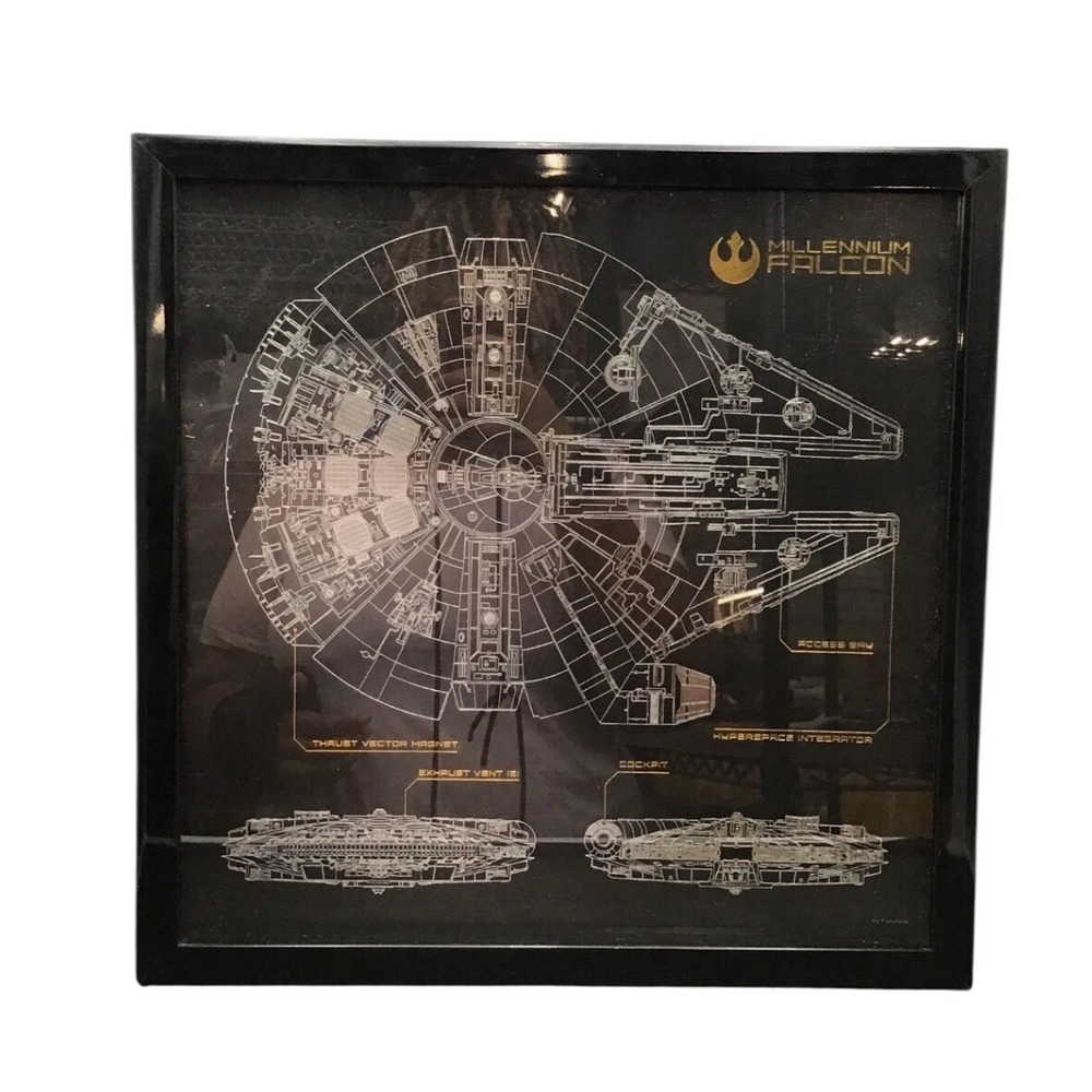 Star Wars Millennium Falcon Blueprint Art Framed Wall Decor